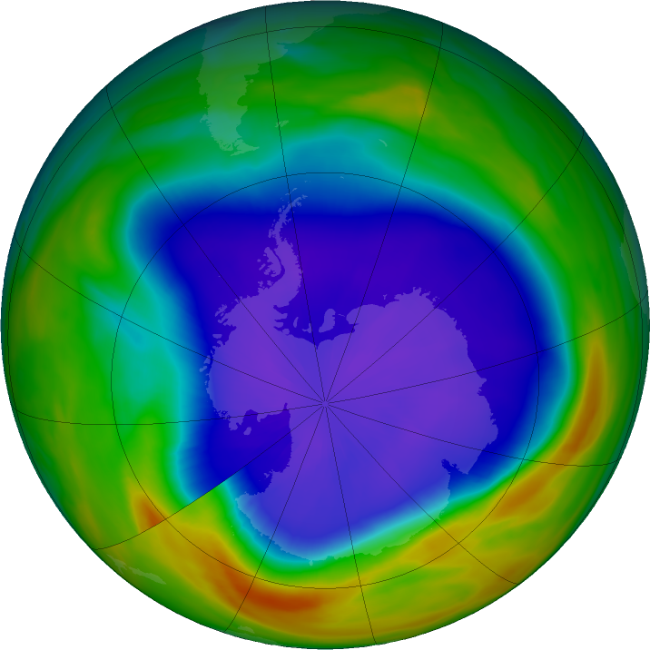 Antarctic ozone map for 22 September 2018